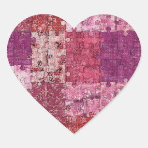 Pegatina En Forma De Corazón Pegatina del rompecabezas de colores textura