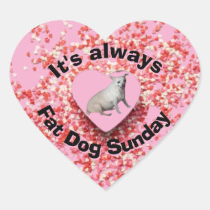 Pegatina En Forma De Corazón Pegatina dominical de perro gordo