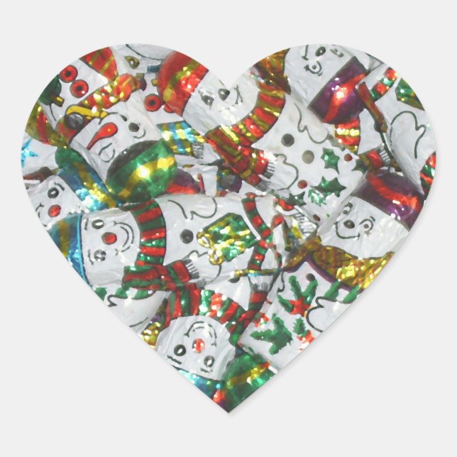 Pegatina En Forma De Corazón Pegatina dulce de Snowmen (Anverso)