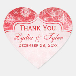 Pegatina En Forma De Corazón Pegatina favorito de la boda de copos de nieve roj