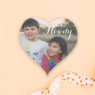 Pegatina En Forma De Corazón Pegatina fotográfico de Texas Howdy Personalizado