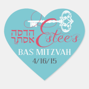Pegatina En Forma De Corazón Pegatina - logotipo de bat mitzvah