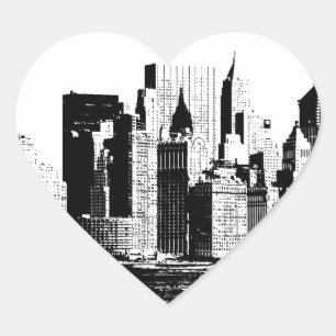 Pegatina En Forma De Corazón Pegatina Panorámico del Corazón de Nueva York