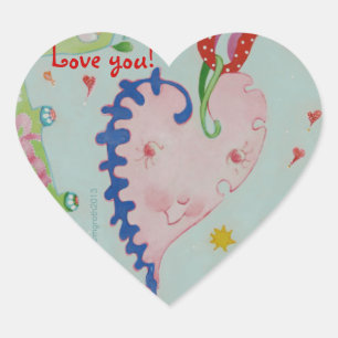 Pegatina En Forma De Corazón Pegatina valentina del corazón feliz
