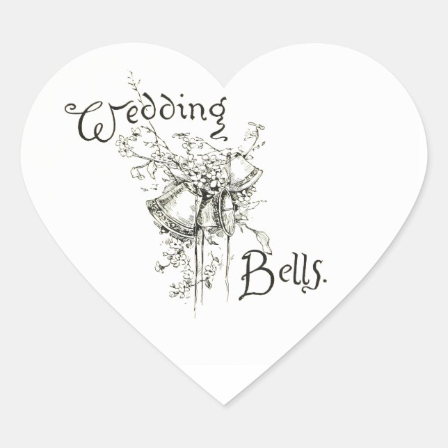 Pegatina En Forma De Corazón Pegatinas boda Bells (Anverso)