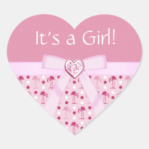 Pegatina En Forma De Corazón Pegatinas Chicas del Recién nacido Pink Flamingo d