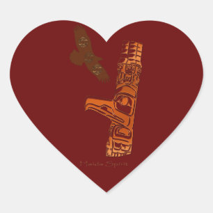 Pegatina En Forma De Corazón PEGATINAS de arte de HAIDA SPIRIT Eagle & Totem Po