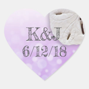 Pegatina En Forma De Corazón Pegatinas de bodas en la orilla del dólar de arena