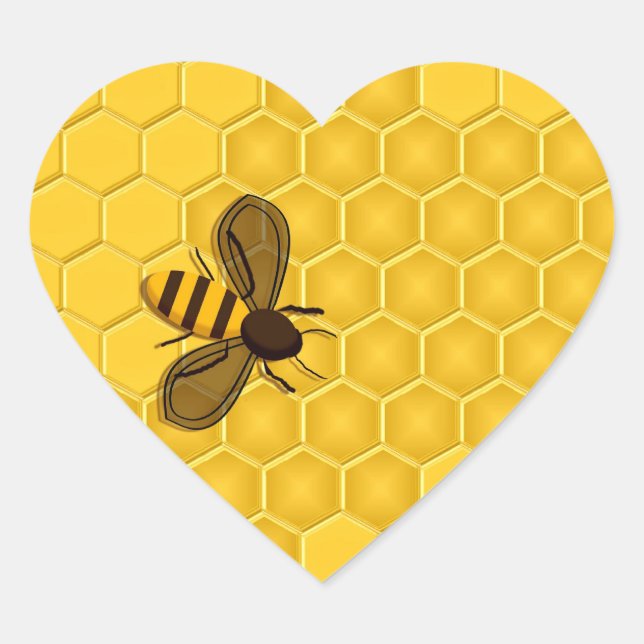 Pegatina En Forma De Corazón Pegatinas de Honeycomb y Honeybee (Anverso)