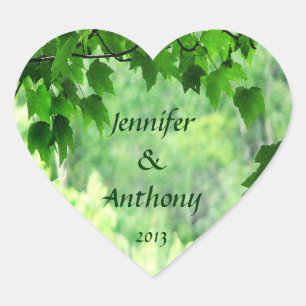 Pegatina En Forma De Corazón Pegatinas de la boda de Leafy