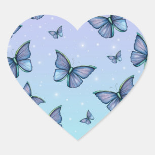 Pegatina En Forma De Corazón Pegatinas de las mariposas azules