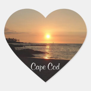 Pegatina En Forma De Corazón Pegatinas de Serene Cape Cod Sunset
