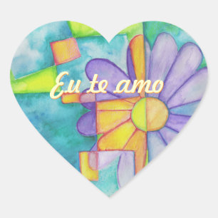 Pegatina En Forma De Corazón Pegatinas de Watercolor Daisy Heart