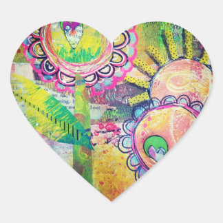 Pegatina En Forma De Corazón Pegatinas del Corazón de Jardín de Flores de Medio