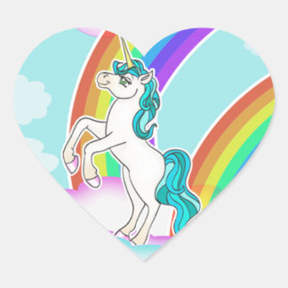 Pegatina En Forma De Corazón Pegatinas del Corazón de Unicornio y Arcoiris