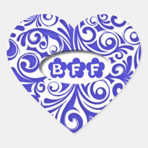 Pegatina En Forma De Corazón Pegatinas del corazón del BFF azul