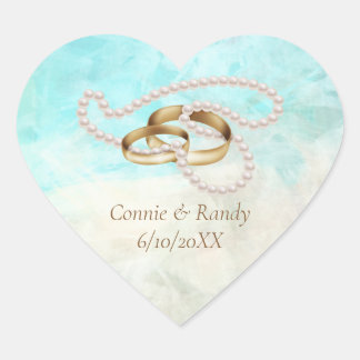 Pegatina En Forma De Corazón Pegatinas del corazón del Boda tropical