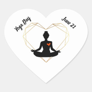 Pegatina En Forma De Corazón Pegatinas del Corazón del Día del Yoga