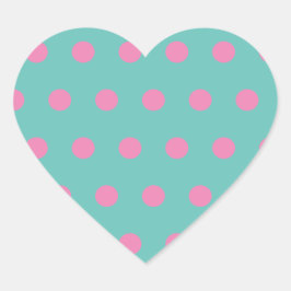 Pegatina En Forma De Corazón Pegatinas del corazón del Punto Polka (Aqua & Pink