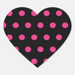 Pegatina En Forma De Corazón Pegatinas del corazón del Punto Polka (rosa negro 