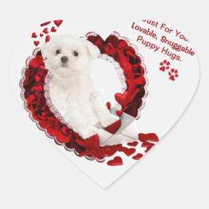 Pegatina En Forma De Corazón Pegatinas en forma de corazón adorables malteses