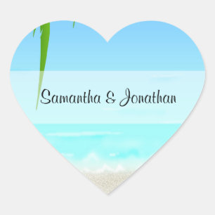 Pegatina En Forma De Corazón Pegatinas en forma de corazón de playa/océano