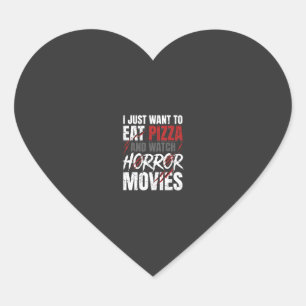 Pegatina En Forma De Corazón Películas de terror de pizza Diseño de Halloween_1