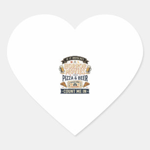 Pegatina En Forma De Corazón Peliculas de Terror Pizza Cerveza Divertido Hallow