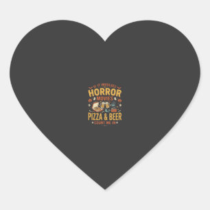 Pegatina En Forma De Corazón Peliculas de Terror Pizza Cerveza Halloween Diseño