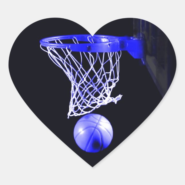 Pegatina En Forma De Corazón pelota de baloncesto azul (Anverso)