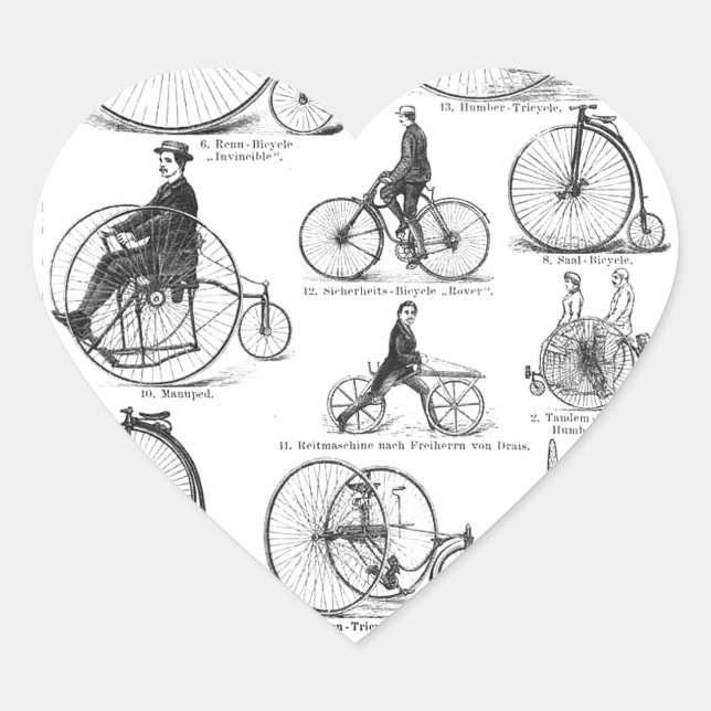 Pegatina En Forma De Corazón Penny Farthing (Anverso)