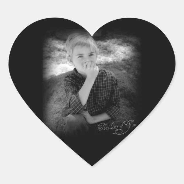 Pegatina En Forma De Corazón Pensando en ti (Anverso)