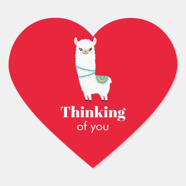 Pegatina En Forma De Corazón Pensando en ti llama (Anverso)