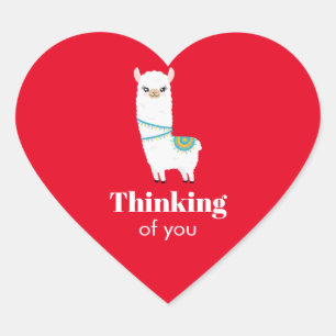 Pegatina En Forma De Corazón Pensando en ti llama