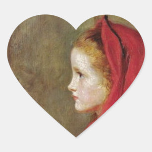 Pegatina En Forma De Corazón Pequeña capucha roja de John Everett Millais