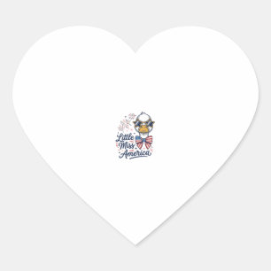 Pegatina En Forma De Corazón Pequeña Señorita América Pato Patriótico Camiseta 