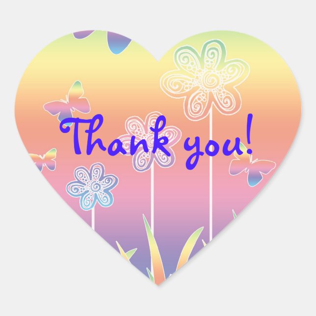 Pegatina En Forma De Corazón Pequeñas gracias Pegatinas (Anverso)
