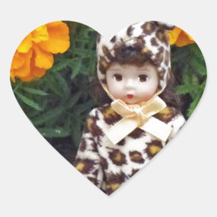 Pegatina En Forma De Corazón Pequeño Chica leopardo
