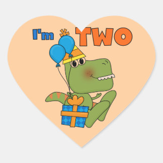 Pegatina En Forma De Corazón Pequeño Dino 2 camisetas y regalos de cumpleaños