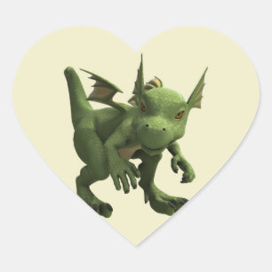 Pegatina En Forma De Corazón Pequeño Dragón