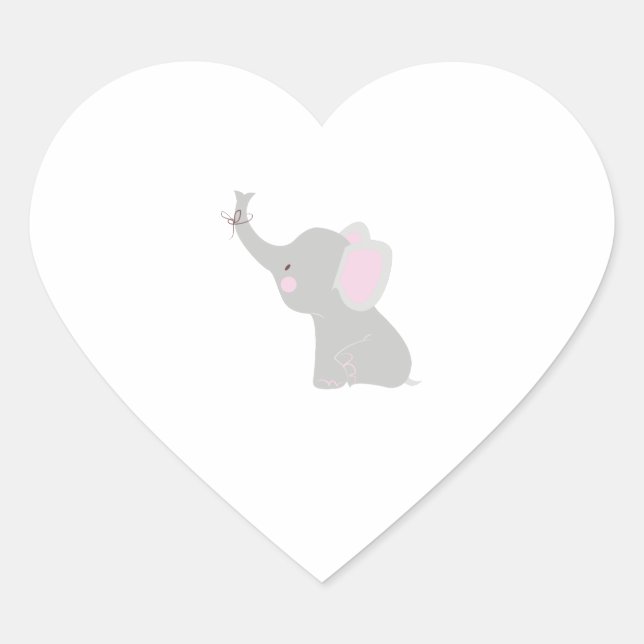 Pegatina En Forma De Corazón Pequeño elefante (Anverso)