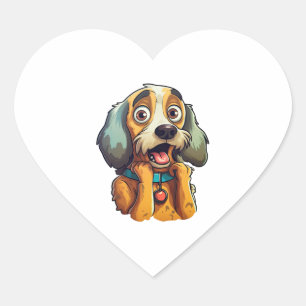 Pegatina En Forma De Corazón Pequeño perro lindo con ojos grandes y orejas