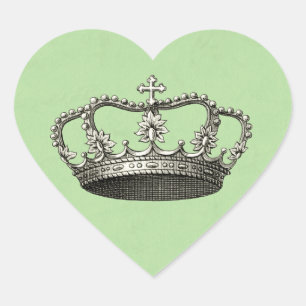 Pegatina En Forma De Corazón Pequeños favores verdes de príncipe Crown Baby