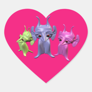 Pegatina En Forma De Corazón Pequeños marcianos
