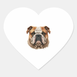 Pegatina En Forma De Corazón Perfil de bulldog inglés lindo y realista