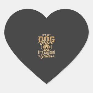 Pegatina En Forma De Corazón Perrito de pelo dorado divertido con purpurina