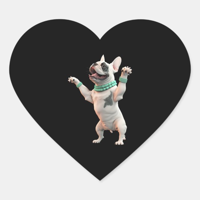 Pegatina En Forma De Corazón Perro bailando divertido y lindo (Anverso)