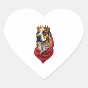 Pegatina En Forma De Corazón Perro Beagle en una corona