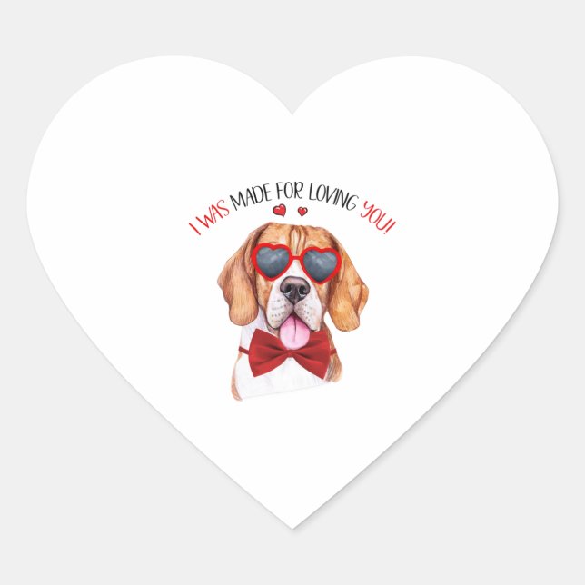 Pegatina En Forma De Corazón Perro Beagle hecho para amarte (Anverso)