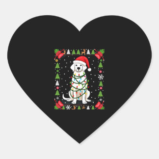 Pegatina En Forma De Corazón Perro Boxer Blanco Jersey Feo De Navidad Divertido